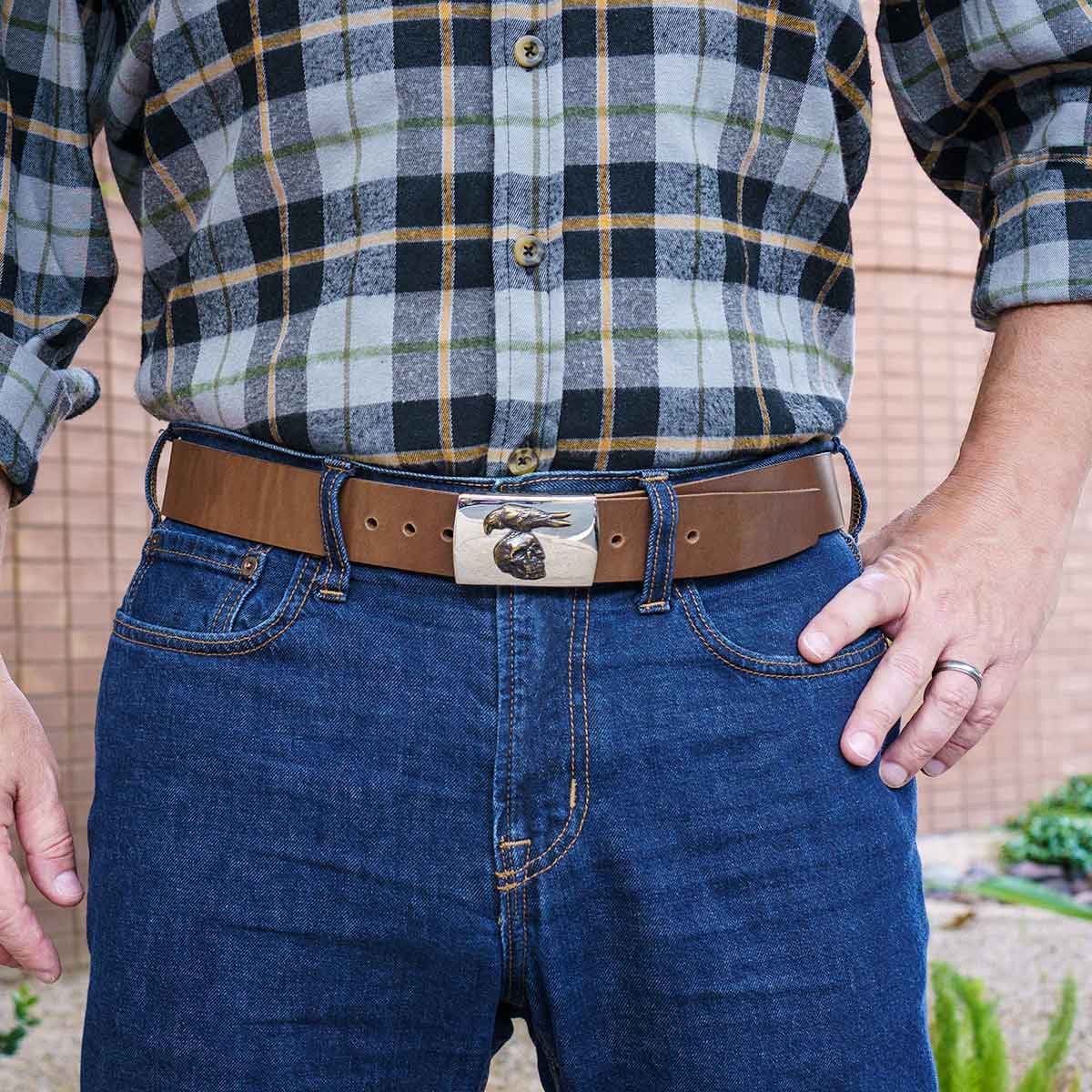 CLASSIC FLAT BACK BUCKLE & PANTS BELT 1 1/2