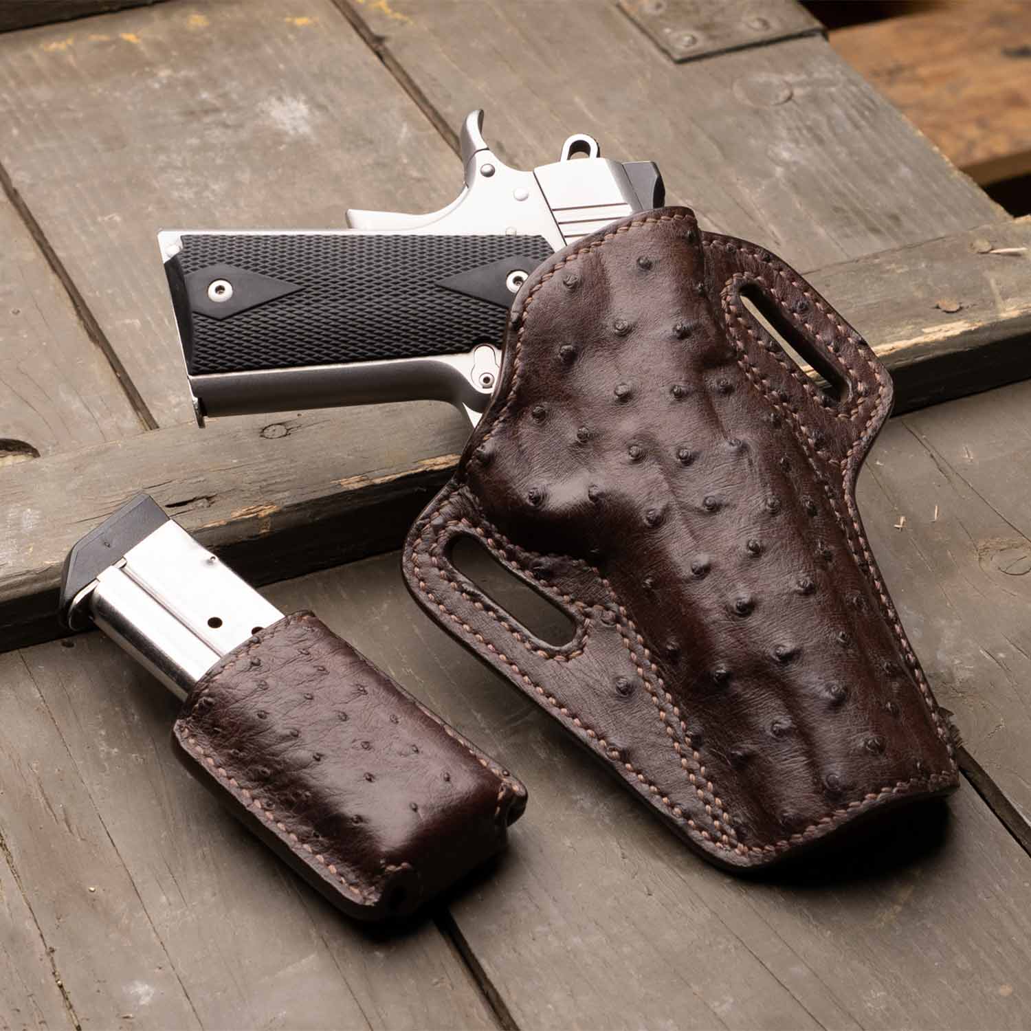 Exotic Ostrich Leather Gun Holster - BH49OE