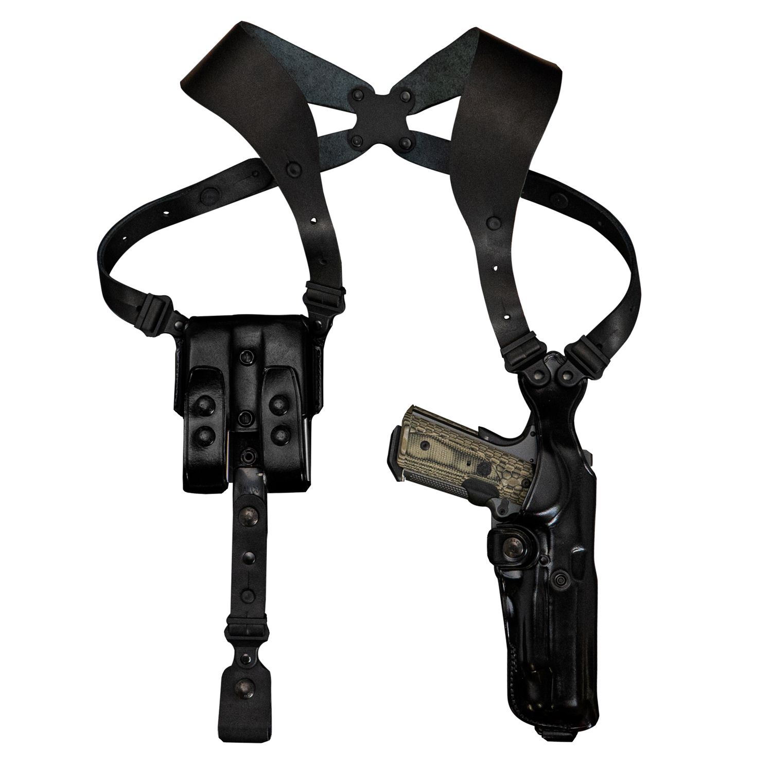 Masc Holster KA1-SPL KOZA Vertical Shoulder Holster For S&W N-Frame .44 Magnum 629 Classic 6.5" Full Underlug - Brown Leather, Right Hand